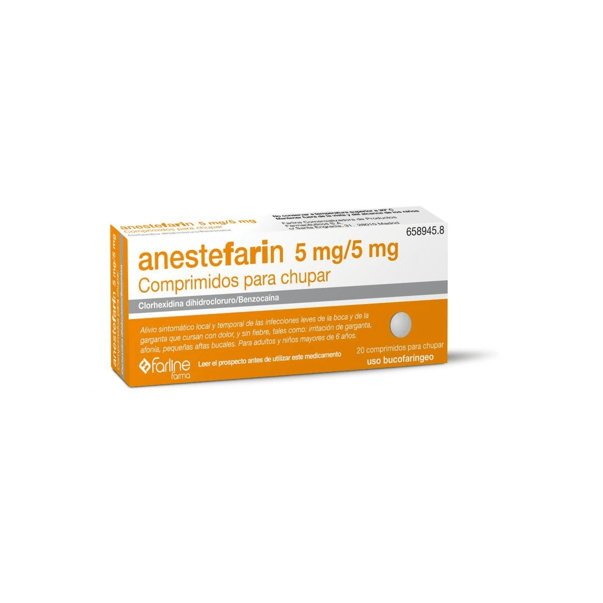 Farline Anestefarin 5 mg / 5 mg 20 Comprimidos para Chupar